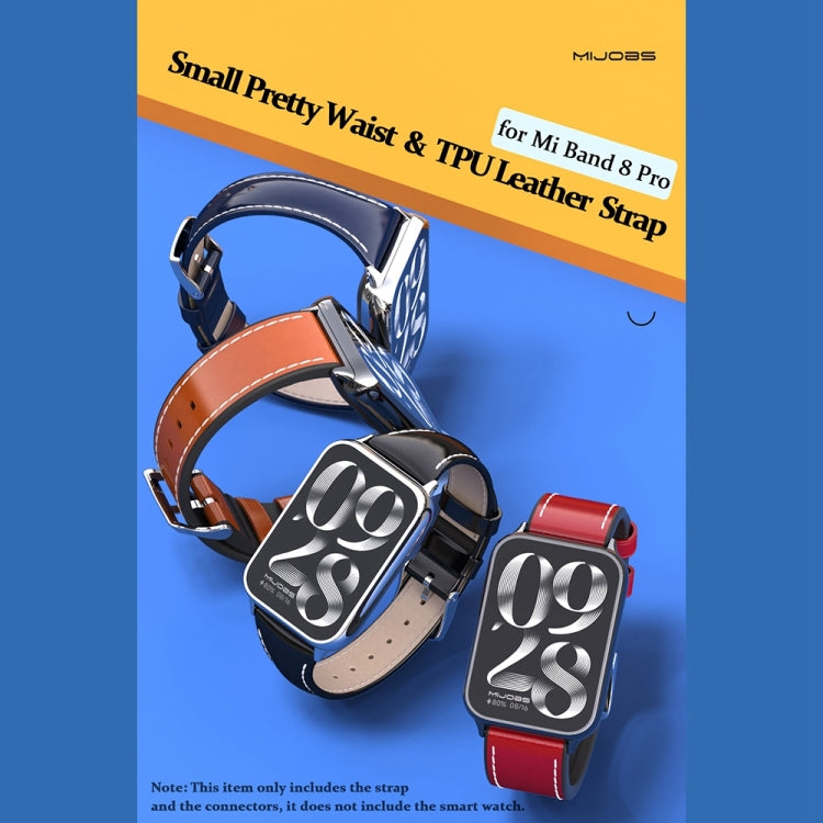 For Xiaomi Smart Band 9 Pro / 8 Pro Mijobs Genuine Leather Slim Watch Band(Red Silver) - Watch Bands by MIJOBS | Online Shopping South Africa | PMC TechLife | Buy Now Pay Later Mobicred