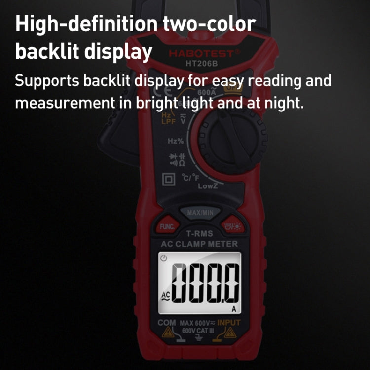 HABOTEST HT206B Auto-ranging High Precision Digital Clamp Multimeter - free shipping - PMC TechLife - Order now!