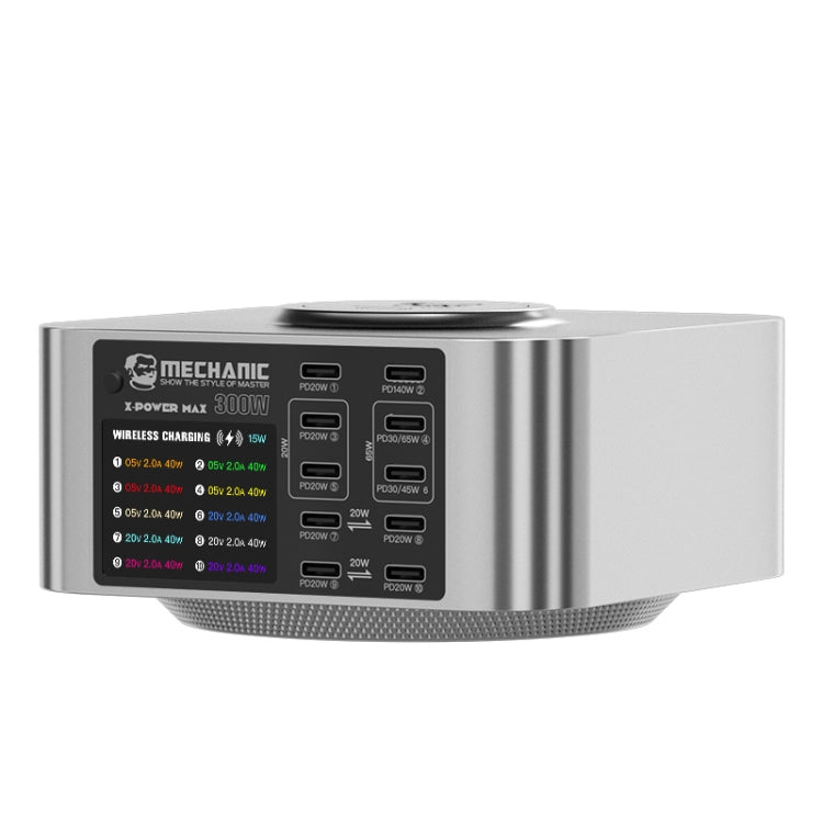 Mechanic X-Power Series Multiport Digital Display USB Charger Station with Wireless Charging, Total Power:300W(EU Plug) - free shipping - PMC TechLife - Order now!