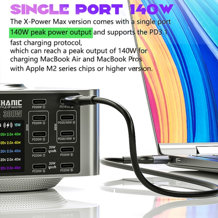 Mechanic X-Power Series Multiport Digital Display USB Charger Station with Wireless Charging, Total Power:200W(US Plug) - free shipping - PMC TechLife - Order now!