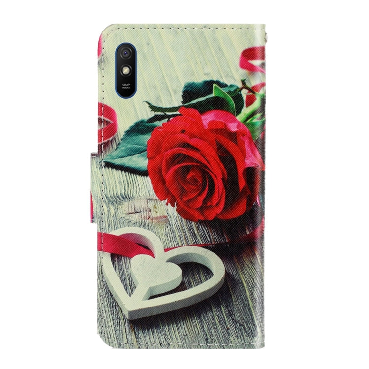 For Xiaomi Redmi 9A 3D Colored Drawing Horizontal Flip PU Leather Case with Holder & Card Slots & Wallet(Red Rose) - free shipping - PMC TechLife - Order now!