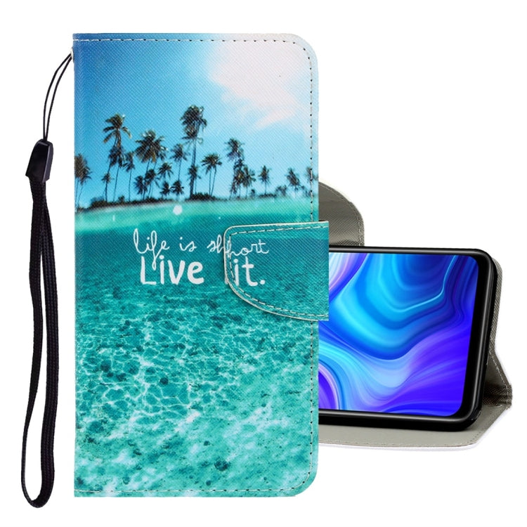 For Xiaomi Redmi 9A 3D Colored Drawing Horizontal Flip PU Leather Case with Holder & Card Slots & Wallet(Coconut Tree) - free shipping - PMC TechLife - Order now!