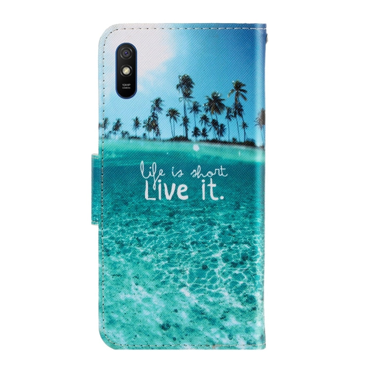 For Xiaomi Redmi 9A 3D Colored Drawing Horizontal Flip PU Leather Case with Holder & Card Slots & Wallet(Coconut Tree) - free shipping - PMC TechLife - Order now!