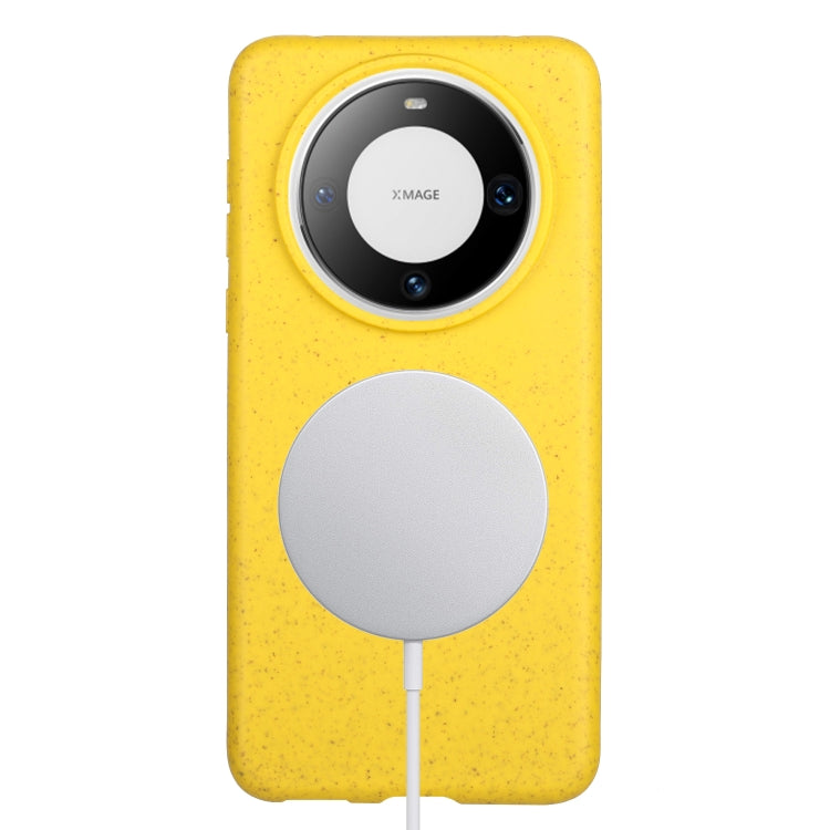 For Huawei Mate 60 Pro Wheat MagSafe Magnetic Straw Material + TPU Phone Case(Yellow) - free shipping - PMC TechLife - Order now!