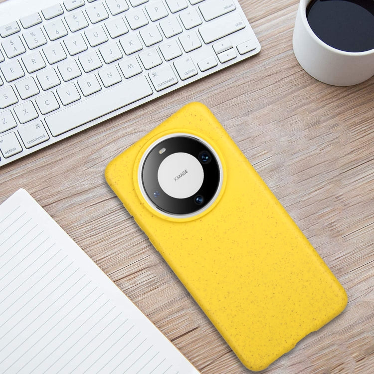For Huawei Mate 60 Pro Wheat MagSafe Magnetic Straw Material + TPU Phone Case(Yellow) - free shipping - PMC TechLife - Order now!