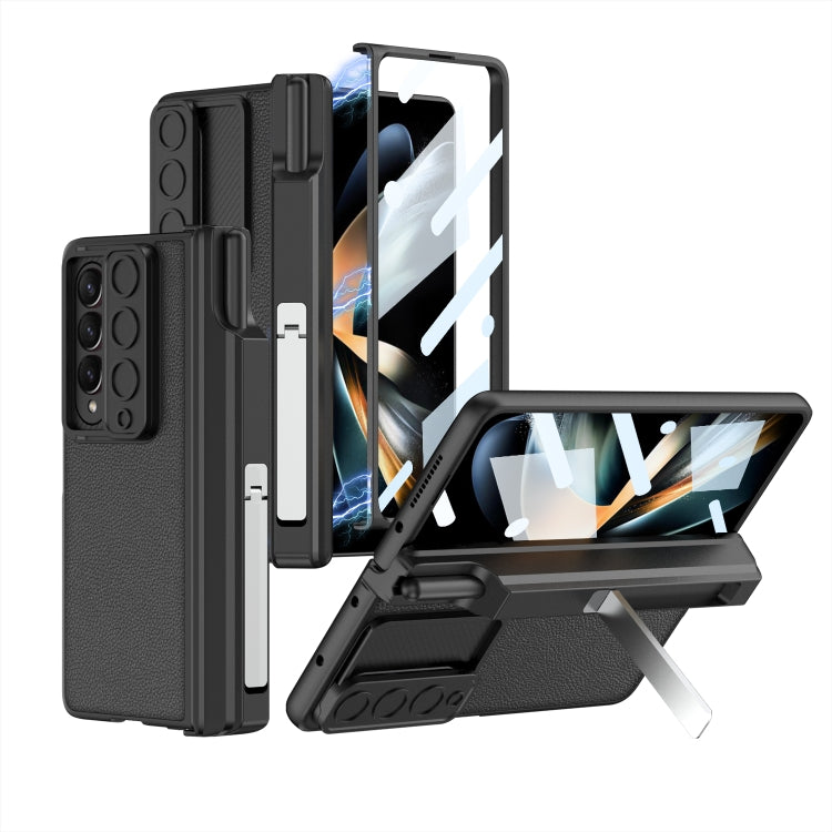For Samsung Galaxy Z Fold4 GKK Magnetic Hinge Flip Leather Phone Case with Holder(Black) - Galaxy Z Fold4 5G Cases by GKK | Online Shopping South Africa | PMC TechLife | Buy Now Pay Later Mobicred