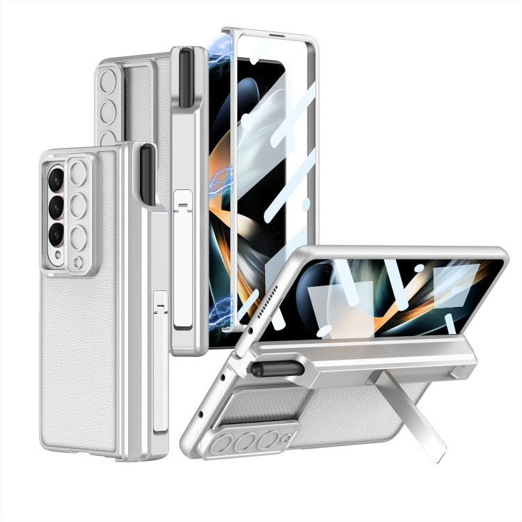 For Samsung Galaxy Z Fold4 GKK Magnetic Hinge Flip Leather Phone Case with Holder(Silver) - Galaxy Z Fold4 5G Cases by GKK | Online Shopping South Africa | PMC TechLife | Buy Now Pay Later Mobicred