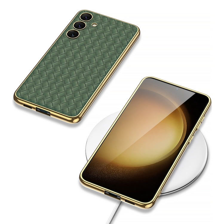 For Samsung Galaxy S24+ 5G GKK Weave Texture Electroplating PU Protective Phone Case(White) - Galaxy S24+ 5G Cases by GKK | Online Shopping South Africa | PMC TechLife | Buy Now Pay Later Mobicred