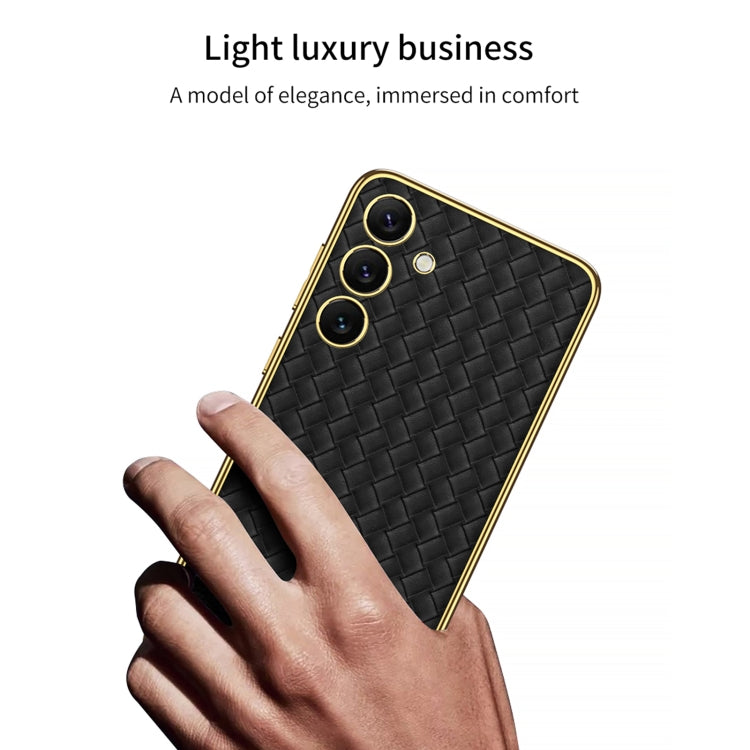 For Samsung Galaxy S24+ 5G GKK Weave Texture Electroplating PU Protective Phone Case(White) - Galaxy S24+ 5G Cases by GKK | Online Shopping South Africa | PMC TechLife | Buy Now Pay Later Mobicred
