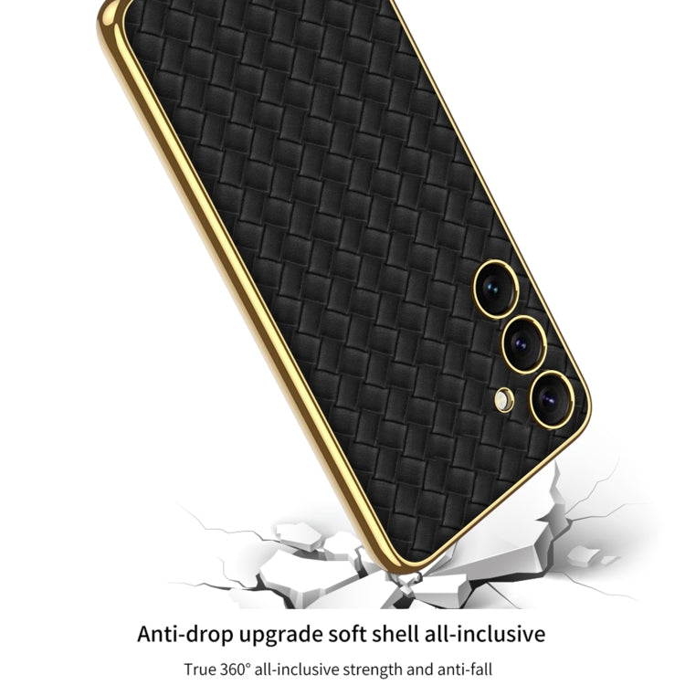For Samsung Galaxy S24+ 5G GKK Weave Texture Electroplating PU Protective Phone Case(White) - Galaxy S24+ 5G Cases by GKK | Online Shopping South Africa | PMC TechLife | Buy Now Pay Later Mobicred