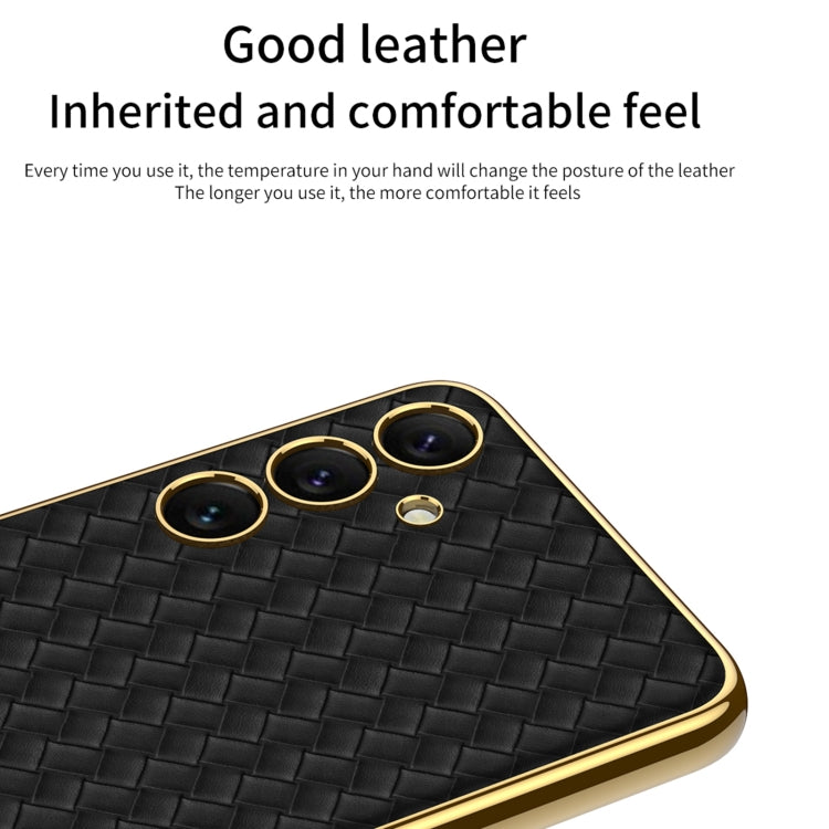 For Samsung Galaxy S24+ 5G GKK Weave Texture Electroplating PU Protective Phone Case(White) - Galaxy S24+ 5G Cases by GKK | Online Shopping South Africa | PMC TechLife | Buy Now Pay Later Mobicred