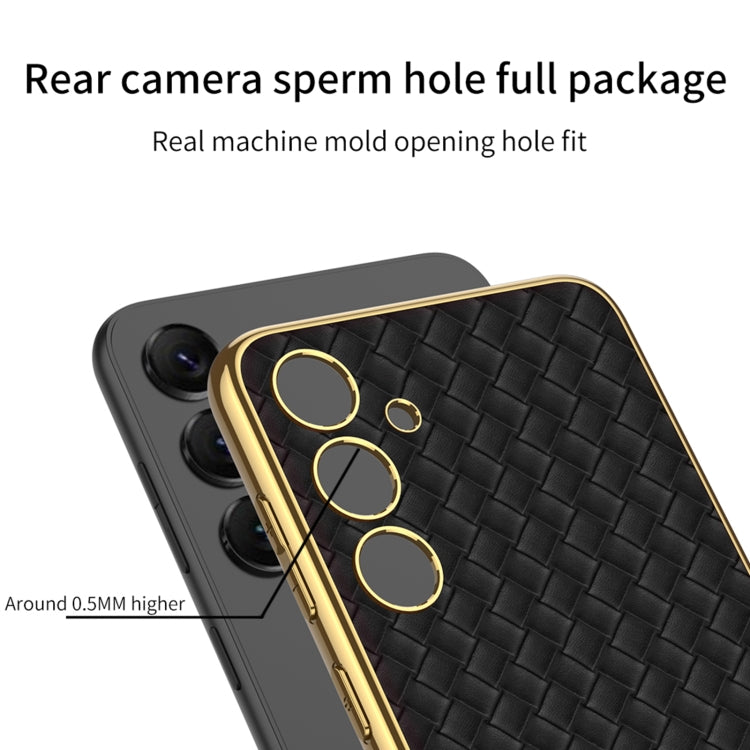 For Samsung Galaxy S24+ 5G GKK Weave Texture Electroplating PU Protective Phone Case(White) - Galaxy S24+ 5G Cases by GKK | Online Shopping South Africa | PMC TechLife | Buy Now Pay Later Mobicred