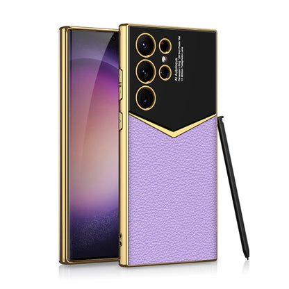 For Samsung Galaxy S24 Ultra 5G GKK Plating Soft TPU + Leather Full Coverage Phone Case without Pen(Purple) - Galaxy S24 Ultra 5G Cases by GKK | Online Shopping South Africa | PMC Jewellery | Buy Now Pay Later Mobicred