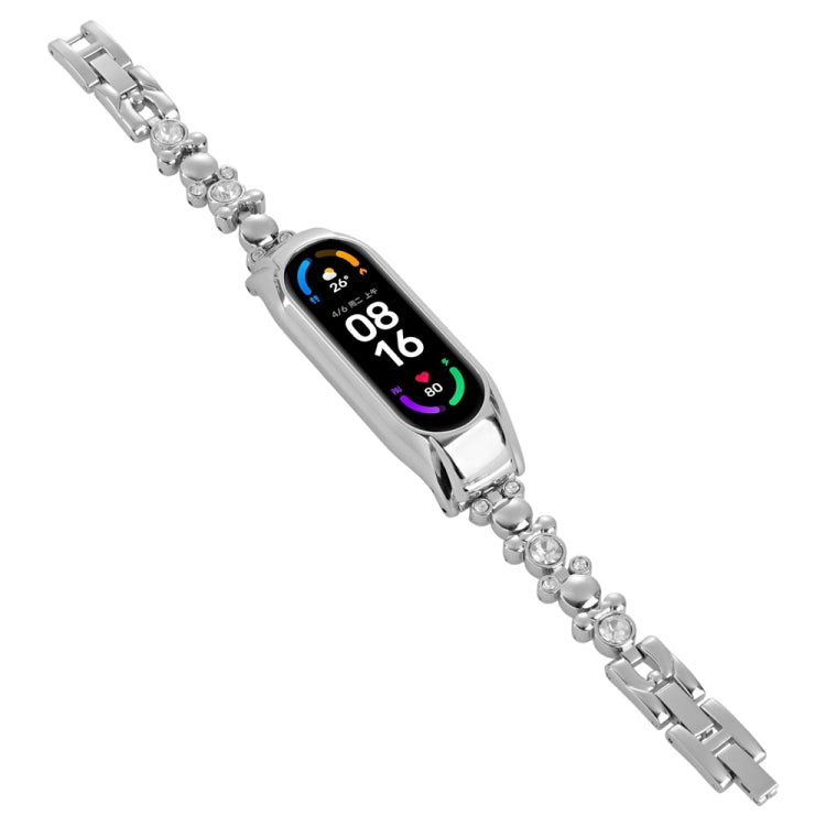 For Xiaomi Mi Band 7 Cute Bear Diamond Metal Watch Band(Silver) - free shipping - PMC TechLife - Order now!