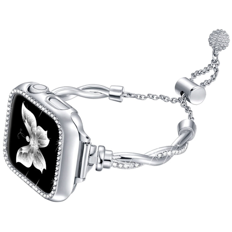 For Apple Watch 38mm Twist Bracelet Diamond Metal Watch Band(Silver) - free shipping - PMC TechLife - Order now!