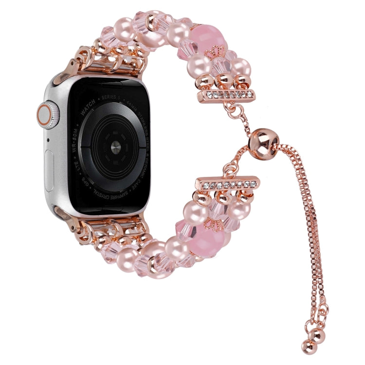 For Apple Watch 42mm Beaded Onyx Retractable Chain Watch Band(Pink) - free shipping - PMC TechLife - Order now!