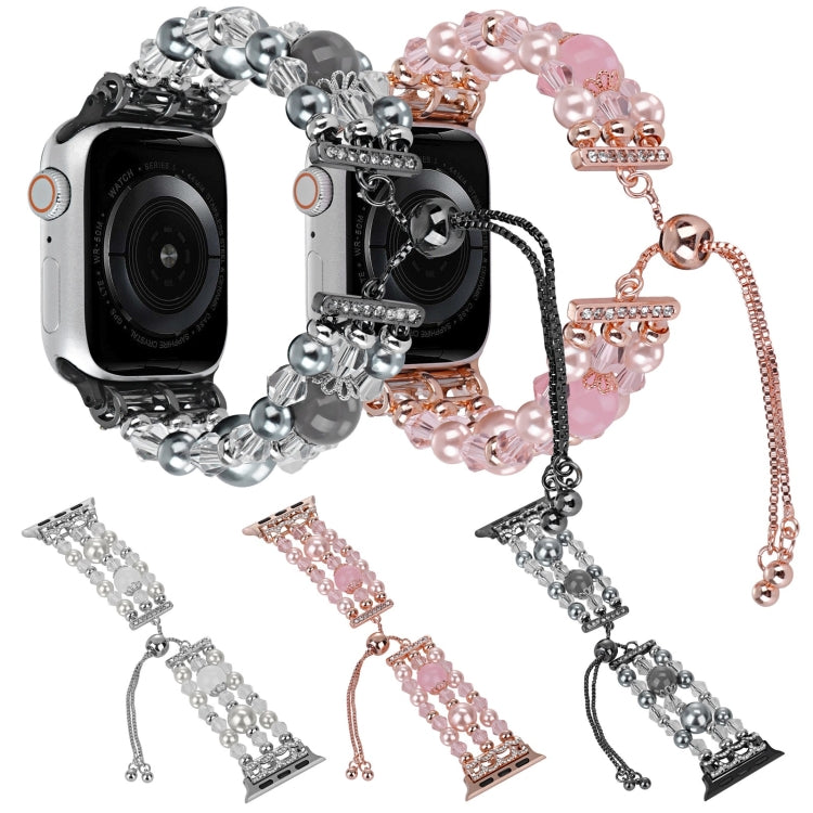 For Apple Watch 42mm Beaded Onyx Retractable Chain Watch Band(Pink) - free shipping - PMC TechLife - Order now!