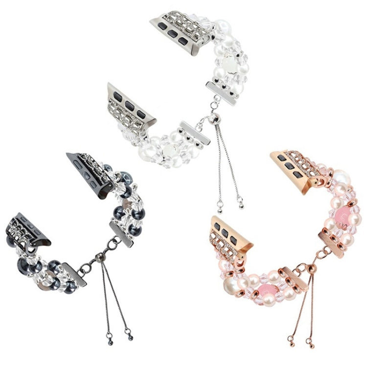 For Apple Watch 42mm Beaded Onyx Retractable Chain Watch Band(Pink) - free shipping - PMC TechLife - Order now!