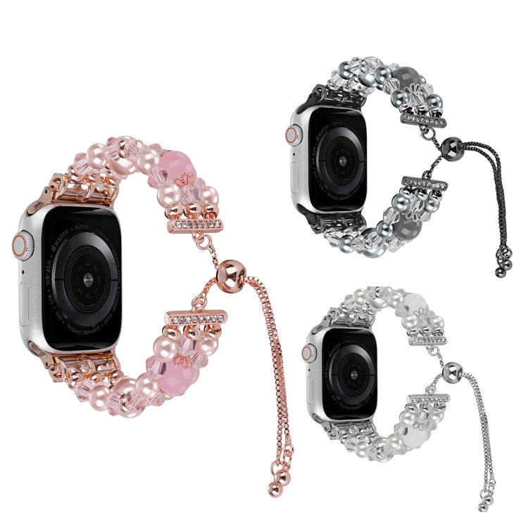 For Apple Watch 42mm Beaded Onyx Retractable Chain Watch Band(Pink) - free shipping - PMC TechLife - Order now!