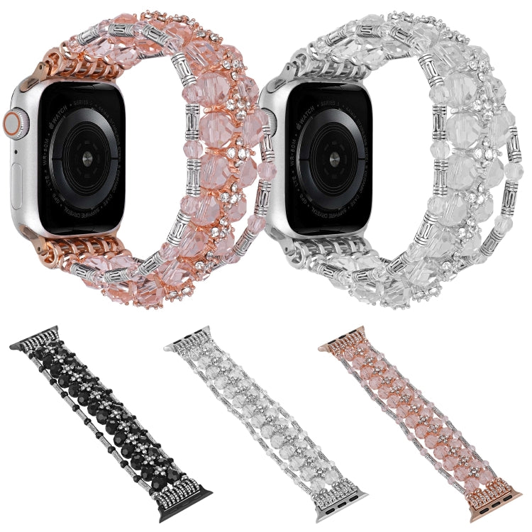 For Apple Watch Series 7 45mm Beaded Diamond Bracelet Watch Band(Pink) - free shipping - PMC TechLife - Order now!