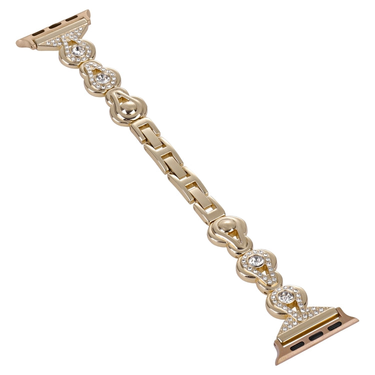 For Apple Watch 42mm Gourd Diamond Metal Watch Band(Gold) - free shipping - PMC TechLife - Order now!