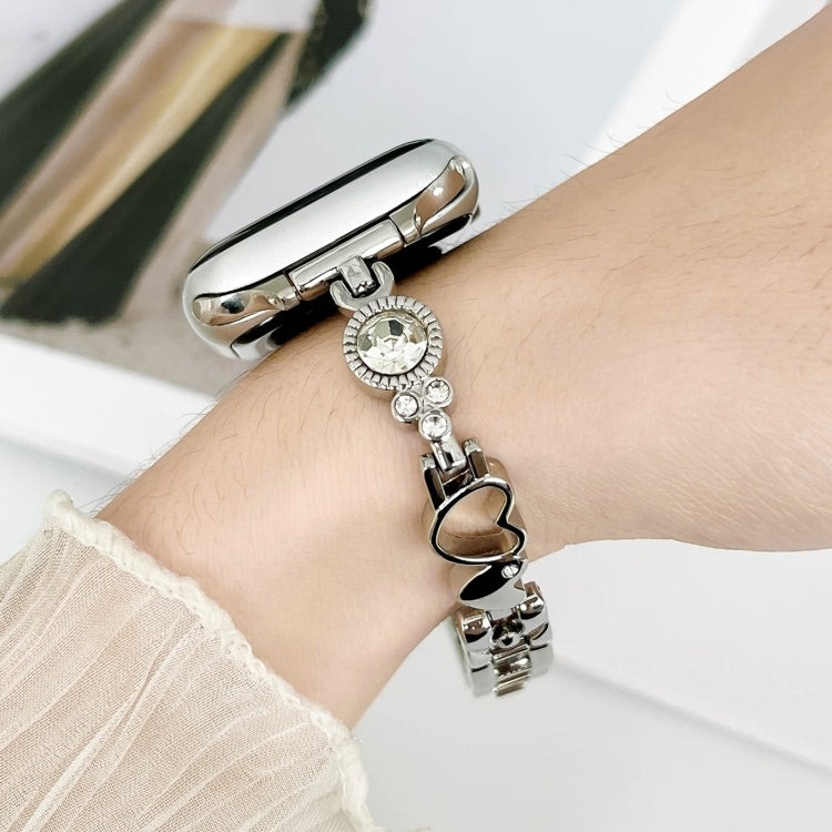 For Apple Watch Series 2 38mm Diamond Hearts Metal Chain Watch Band(Silver) - free shipping - PMC TechLife - Order now!