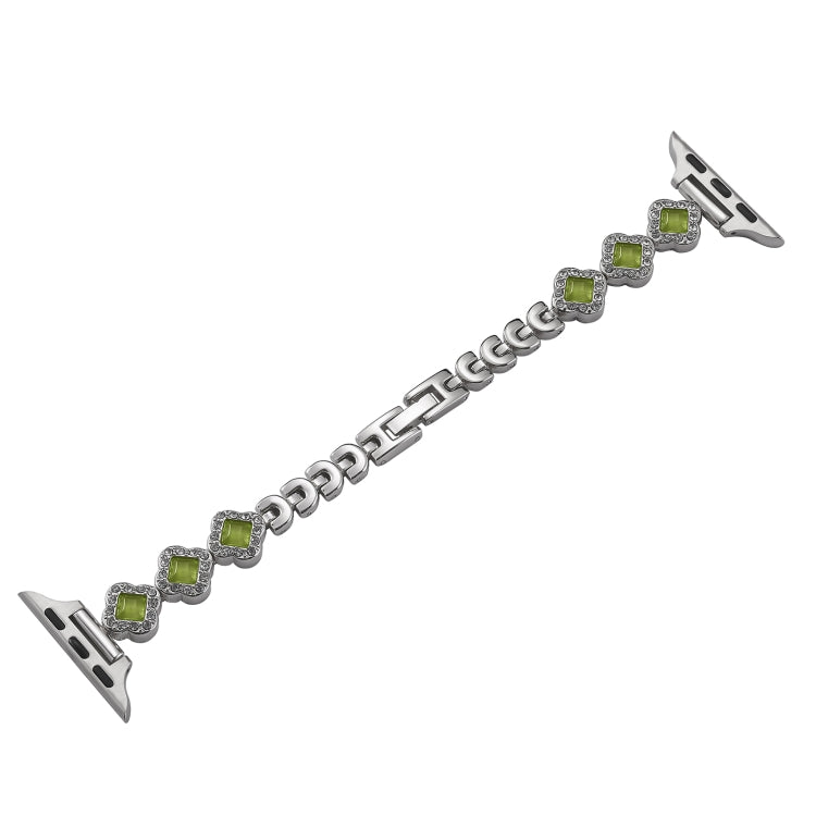 For Apple Watch Series 9 41mm Diamond Four-leaf Clover Metal Chain Watch Band(Starlight) - free shipping - PMC TechLife - Order now!