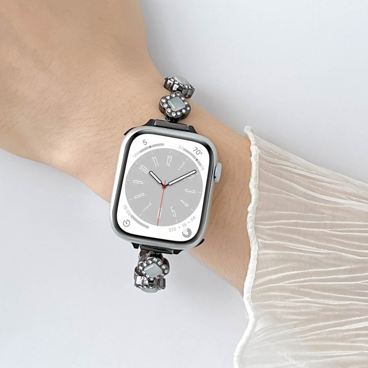 For Apple Watch SE 44mm Diamond Four-leaf Clover Metal Chain Watch Band(Gold) - free shipping - PMC TechLife - Order now!