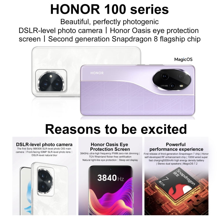 Honor 100, 12GB+256GB, Screen Fingerprint Identification, 6.7 inch MagicOS 7.2 Snapdragon 7 Gen 3 Octa Core up to 2.63GHz, Network: 5G, NFC, OTG, Support Google Play(Purple) - Honor by Huawei | Online Shopping South Africa | PMC Jewellery | Buy Now Pay Later Mobicred