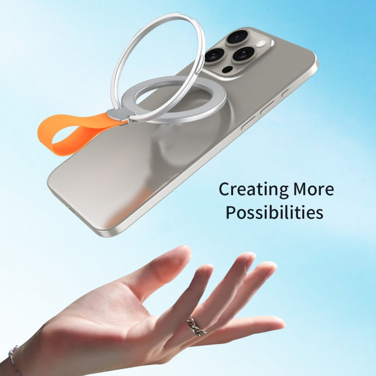 MagSafe Magnetic Pivot Stand Phone Ring Holder(Silver + Orange) - free shipping - PMC TechLife - Order now!