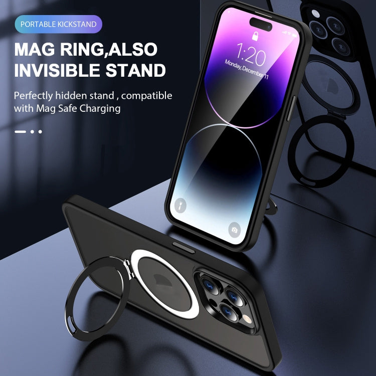 For iPhone 15 Pro Max Skin-feel MagSafe Holder PC Hybrid TPU Phone Case(Black) - iPhone 15 Pro Max Cases by PMC TechLife | Online Shopping South Africa | PMC TechLife | Buy Now Pay Later Mobicred