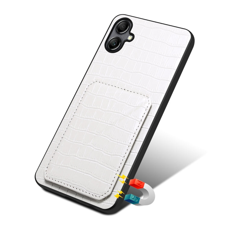 For Samsung Galaxy A32 5G Denior Imitation Crocodile Leather Back Phone Case with Holder(White) - Galaxy Phone Cases by Denior | Online Shopping South Africa | PMC TechLife