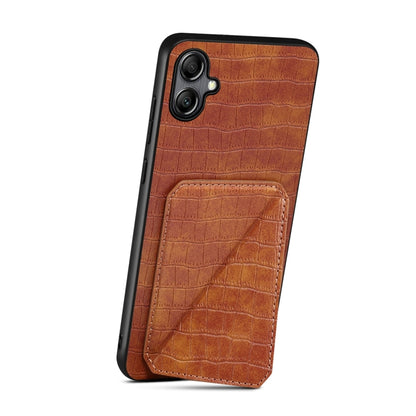 For Samsung Galaxy S23 5G Denior Imitation Crocodile Leather Back Phone Case with Holder(Brown) - Galaxy S23 5G Cases by Denior | Online Shopping South Africa | PMC Jewellery