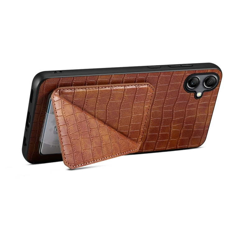 For Samsung Galaxy S23 5G Denior Imitation Crocodile Leather Back Phone Case with Holder(Brown) - free shipping - PMC TechLife - Order now!