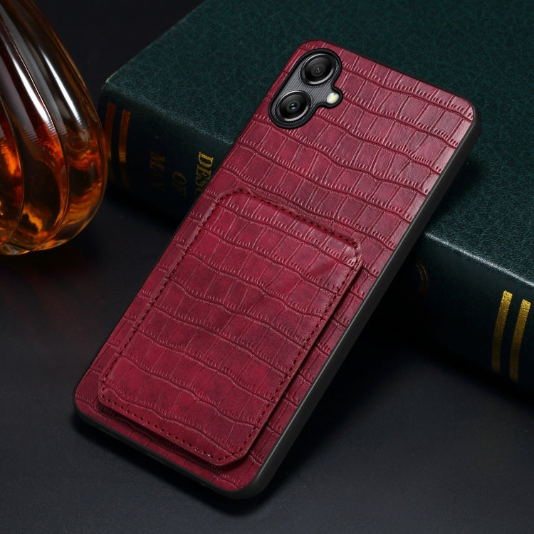 For Samsung Galaxy S23 FE 5G Denior Imitation Crocodile Leather Back Phone Case with Holder(Rose Red) - Galaxy S23 FE 5G Cases by Denior | Online Shopping South Africa | PMC Jewellery