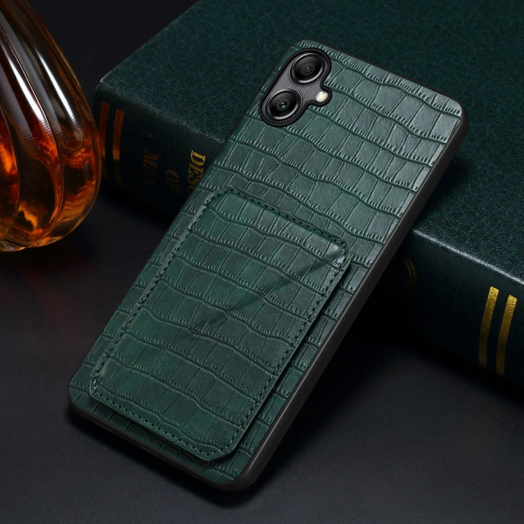 For Samsung Galaxy S24 5G Denior Imitation Crocodile Leather Back Phone Case with Holder(Green) - Galaxy S24 5G Cases by Denior | Online Shopping South Africa | PMC TechLife
