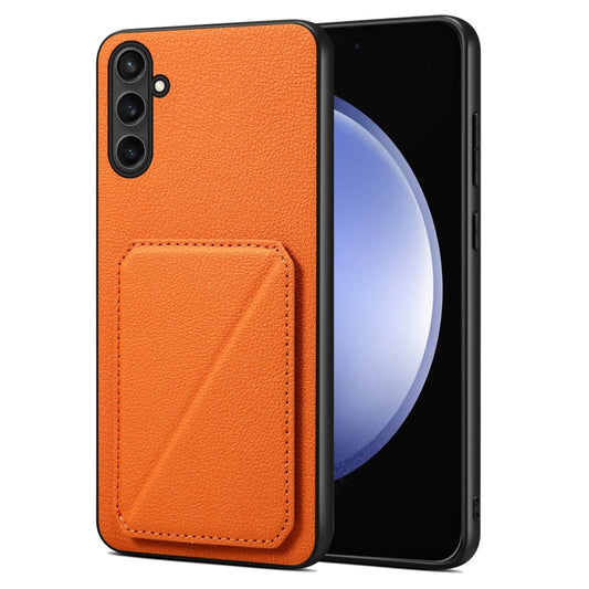 For Samsung Galaxy S23 FE 5G Denior Imitation Calf Leather Back Phone Case with Holder(Orange) - Galaxy S23 FE 5G Cases by Denior | Online Shopping South Africa | PMC Jewellery
