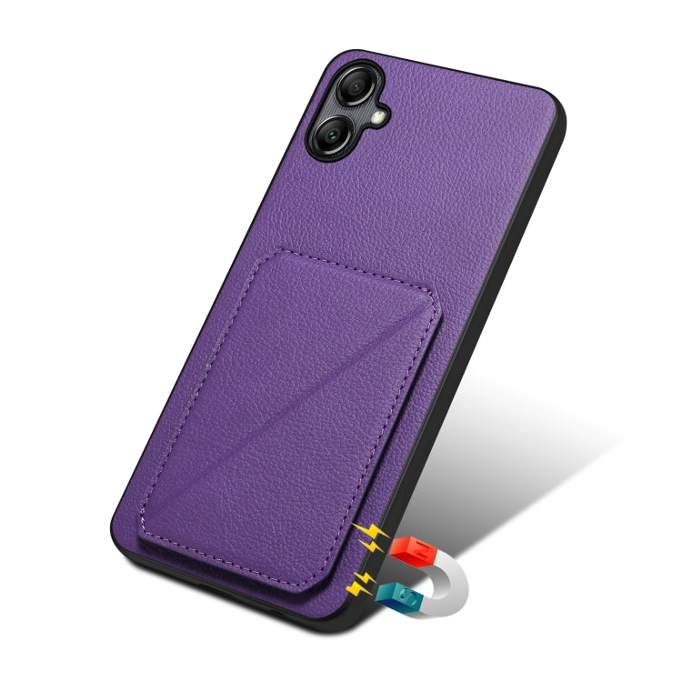For Samsung Galaxy S24 5G Denior Imitation Calf Leather Back Phone Case with Holder(Purple) - Galaxy S24 5G Cases by Denior | Online Shopping South Africa | PMC Jewellery