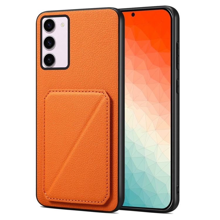 For Samsung Galaxy S24 5G Denior Imitation Calf Leather Back Phone Case with Holder(Orange) - Galaxy S24 5G Cases by Denior | Online Shopping South Africa | PMC Jewellery