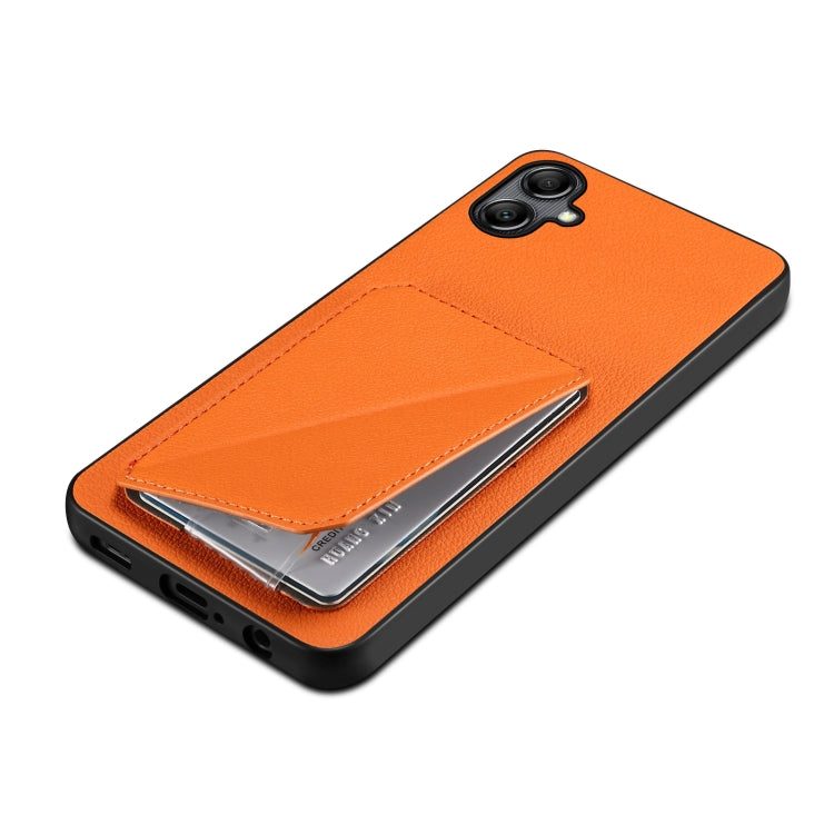 For Samsung Galaxy S24+ 5G Denior Imitation Calf Leather Back Phone Case with Holder(Orange) - Galaxy S24+ 5G Cases by Denior | Online Shopping South Africa | PMC TechLife
