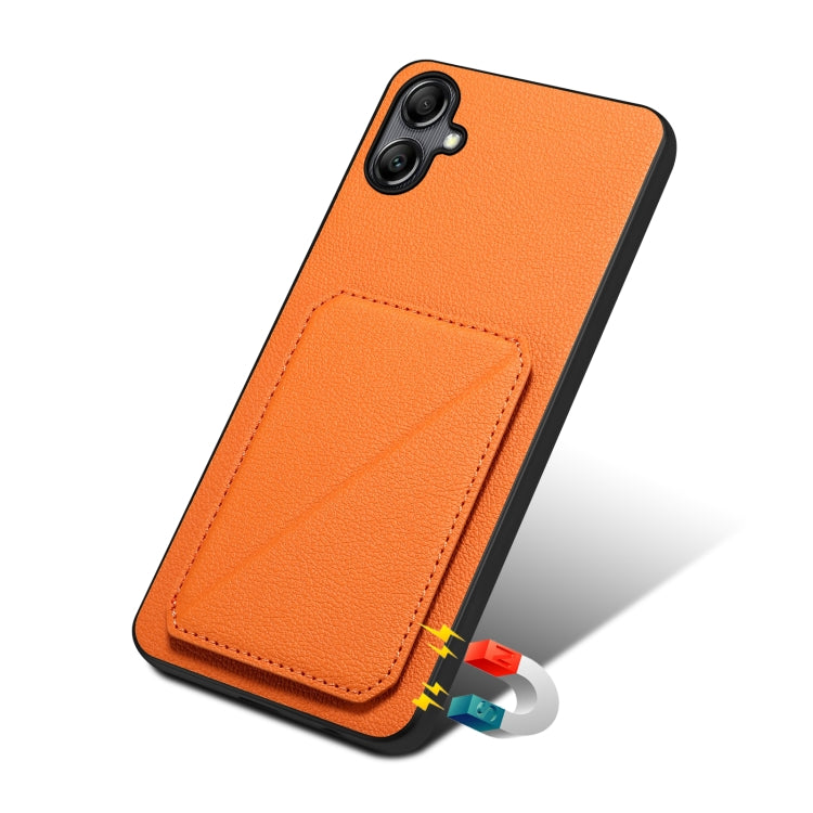 For Samsung Galaxy S24+ 5G Denior Imitation Calf Leather Back Phone Case with Holder(Orange) - Galaxy S24+ 5G Cases by Denior | Online Shopping South Africa | PMC TechLife