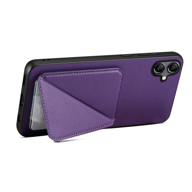 For Samsung Galaxy S24 Ultra 5G Denior Imitation Calf Leather Back Phone Case with Holder(Purple) - Galaxy S24 Ultra 5G Cases by Denior | Online Shopping South Africa | PMC TechLife | Buy Now Pay Later Mobicred