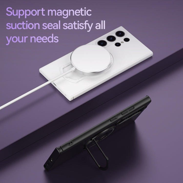 For Samsung Galaxy S24+ 5G Matte Magsafe Magnetic Phone Case with Trolley Holder(White) - Galaxy S24+ 5G Cases by PMC TechLife | Online Shopping South Africa | PMC TechLife
