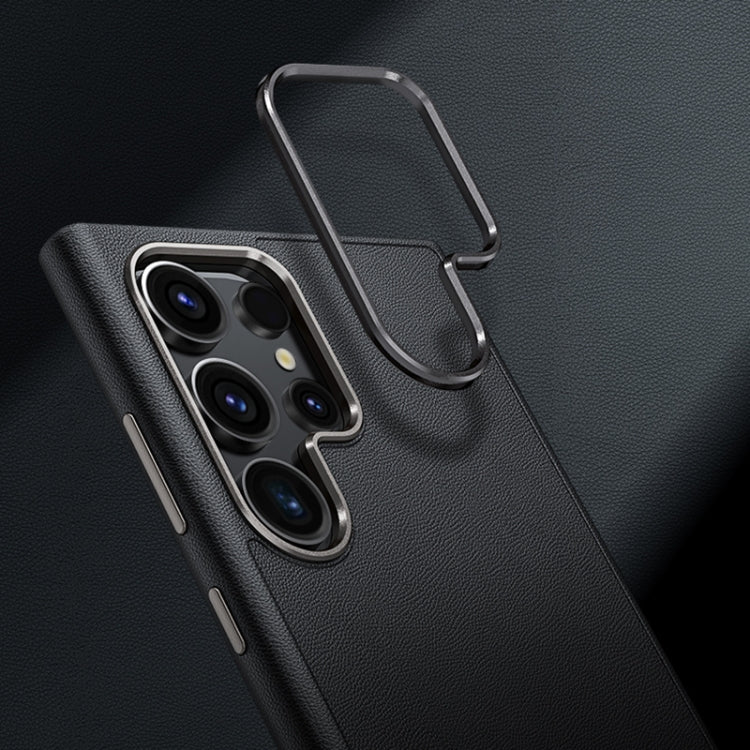 For Samsung Galaxy S24 Ultra 5G Magsafe Magnetic Plain Leather Phone Case(Black) - Galaxy S24 Ultra 5G Cases by PMC TechLife | Online Shopping South Africa | PMC TechLife | Buy Now Pay Later Mobicred