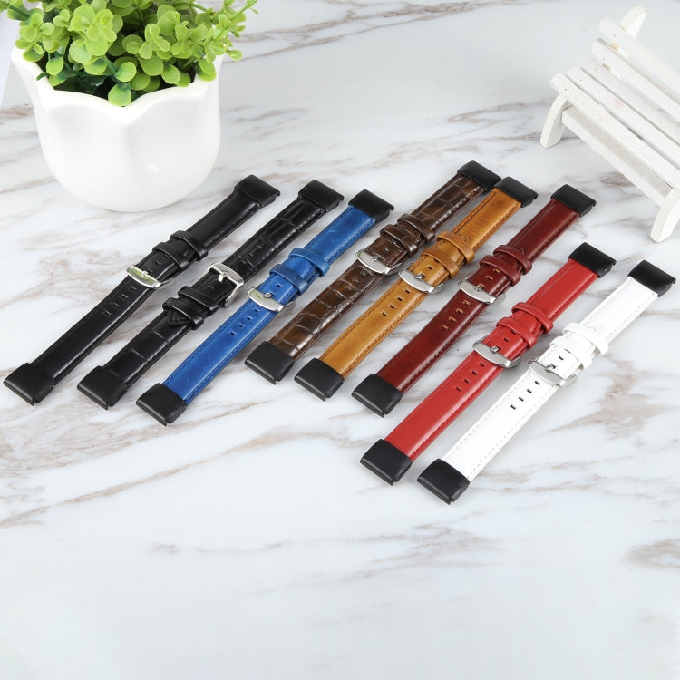 Compatible with Garmin Fenix 7X 26mm Bamboo Joint Texture Genuine Leather Watch Band(Red) - Watch Bands by PMC TechLife | Online Shopping South Africa | PMC TechLife | Buy Now Pay Later Mobicred