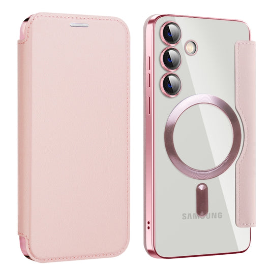 For Samsung Galaxy S24+ 5G MagSafe Magnetic RFID Anti-theft Leather Phone Case(Pink) - Galaxy S24+ 5G Cases by PMC Jewellery | Online Shopping South Africa | PMC Jewellery