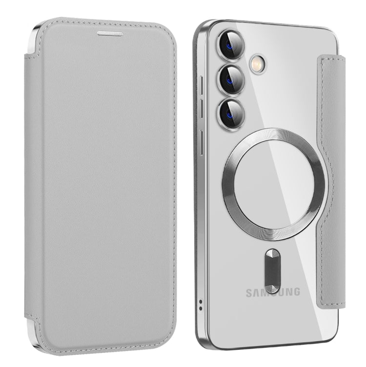 For Samsung Galaxy S24+ 5G MagSafe Magnetic RFID Anti-theft Leather Phone Case(Grey) - Galaxy S24+ 5G Cases by PMC TechLife | Online Shopping South Africa | PMC TechLife