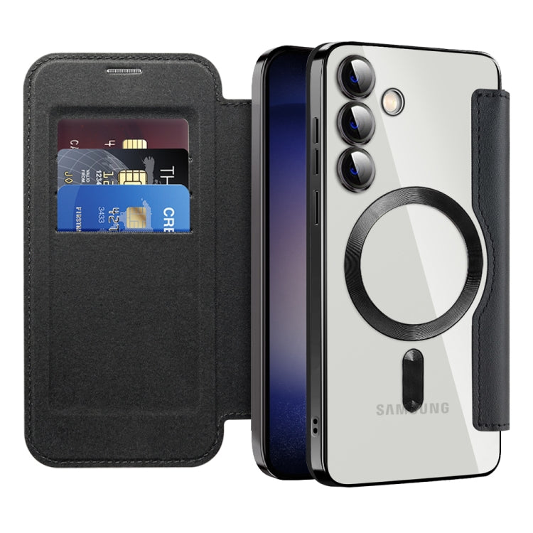 For Samsung Galaxy S24 5G MagSafe Magnetic RFID Anti-theft Leather Phone Case(Grey) - Galaxy S24 5G Cases by PMC TechLife | Online Shopping South Africa | PMC TechLife