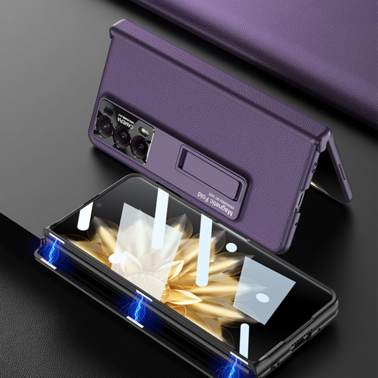 For Honor Magic V2 GKK Integrated Magnetic Hinge Flip Leather Phone Case with Holder(Purple) - Honor Cases by GKK | Online Shopping South Africa | PMC TechLife | Buy Now Pay Later Mobicred