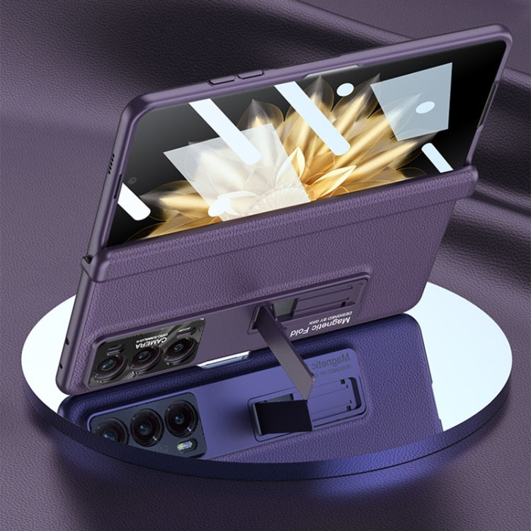 For Honor Magic V2 GKK Integrated Magnetic Hinge Flip Leather Phone Case with Holder(Purple) - Honor Cases by GKK | Online Shopping South Africa | PMC TechLife | Buy Now Pay Later Mobicred